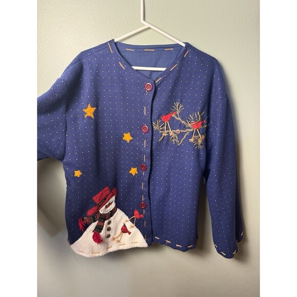 Unbranded Jackets & Blazers - Hand Made Christmas Snowman Button Up Jacket w/ Broom And Thistle - See Measure